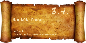 Bartók Andor névjegykártya