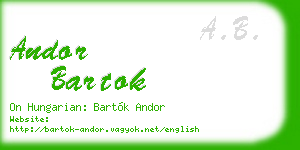 andor bartok business card
